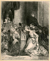 Eugne Delacroix, Margaret at the Church, lithograph