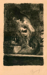 Pierre Bonnard, lithographie, Femme debout dans sa baignoire