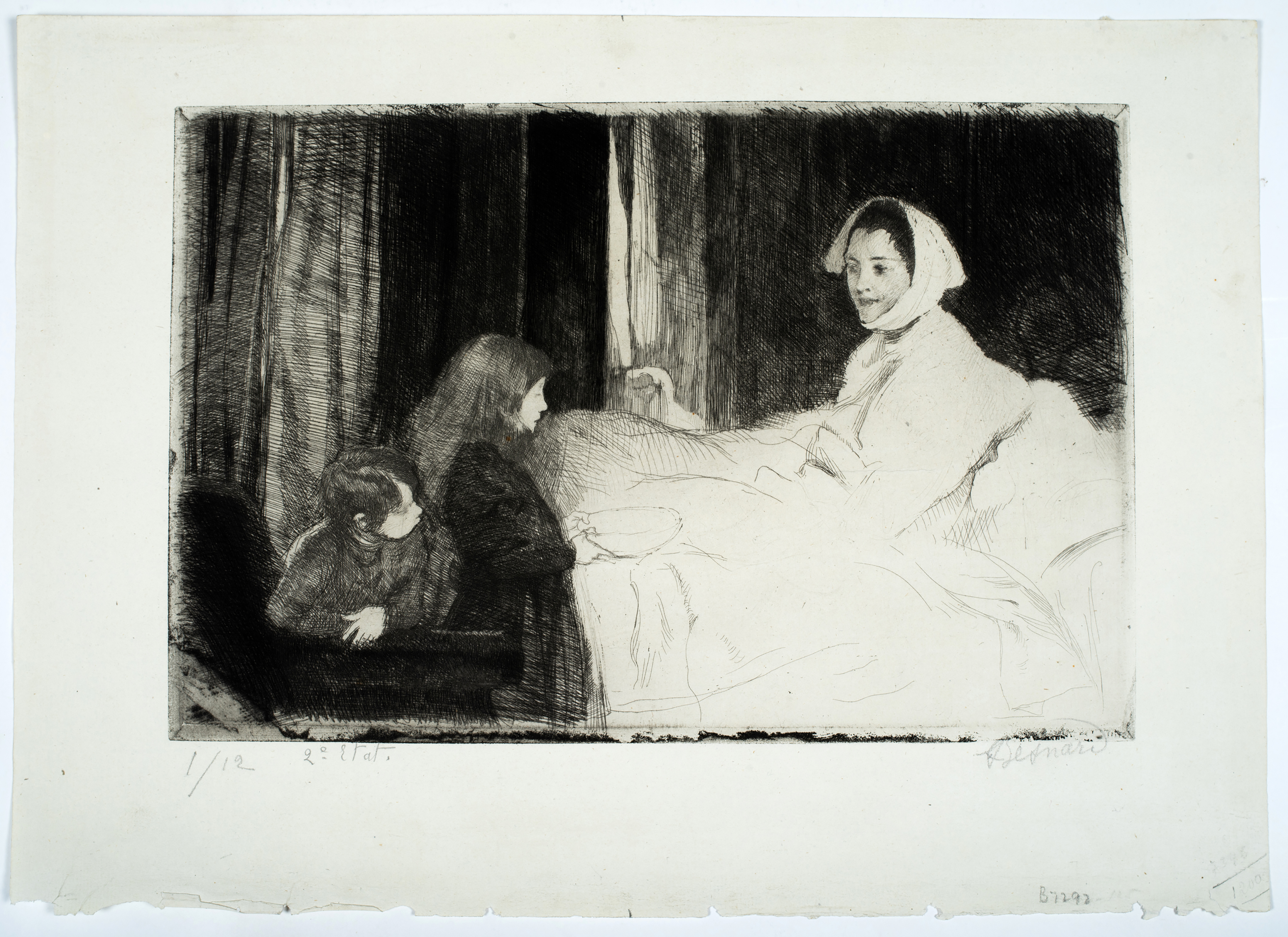 Albert Besnard, La Mre Malade, circa 1889, etching with drypoint and aquatint