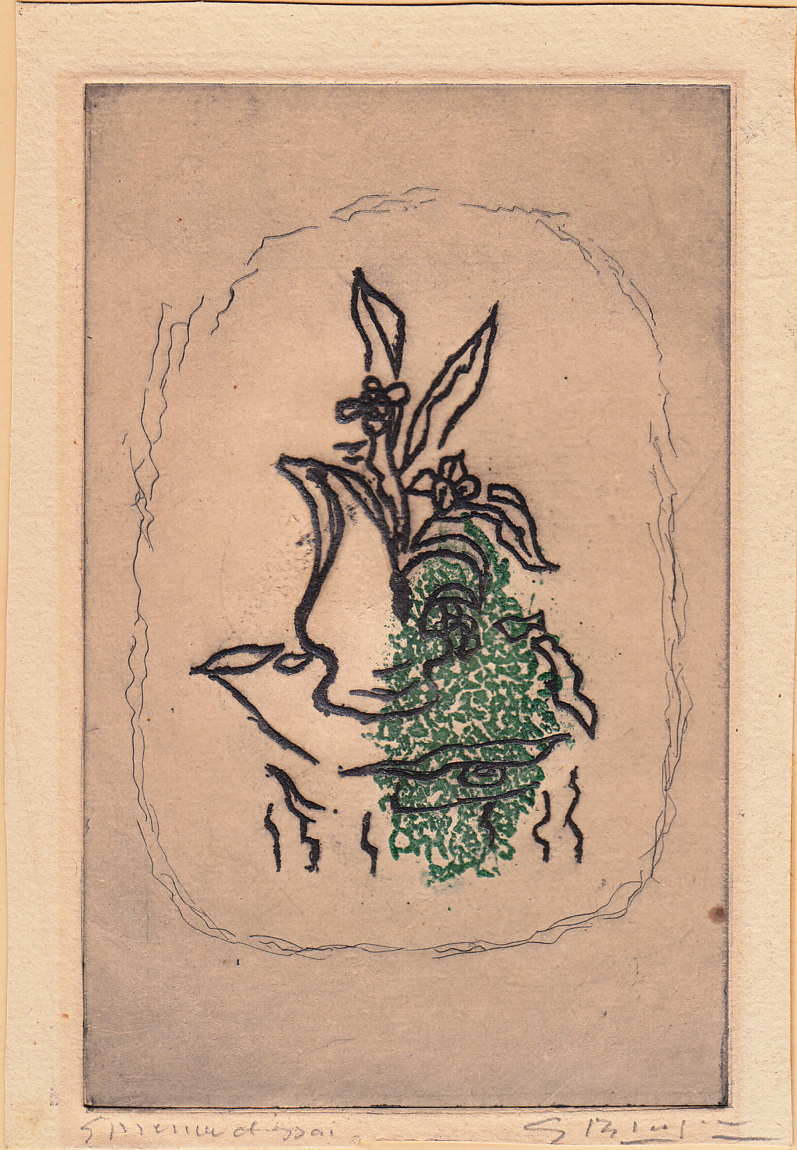 Georges Braque, Bouquet Vert, etching, 1951
