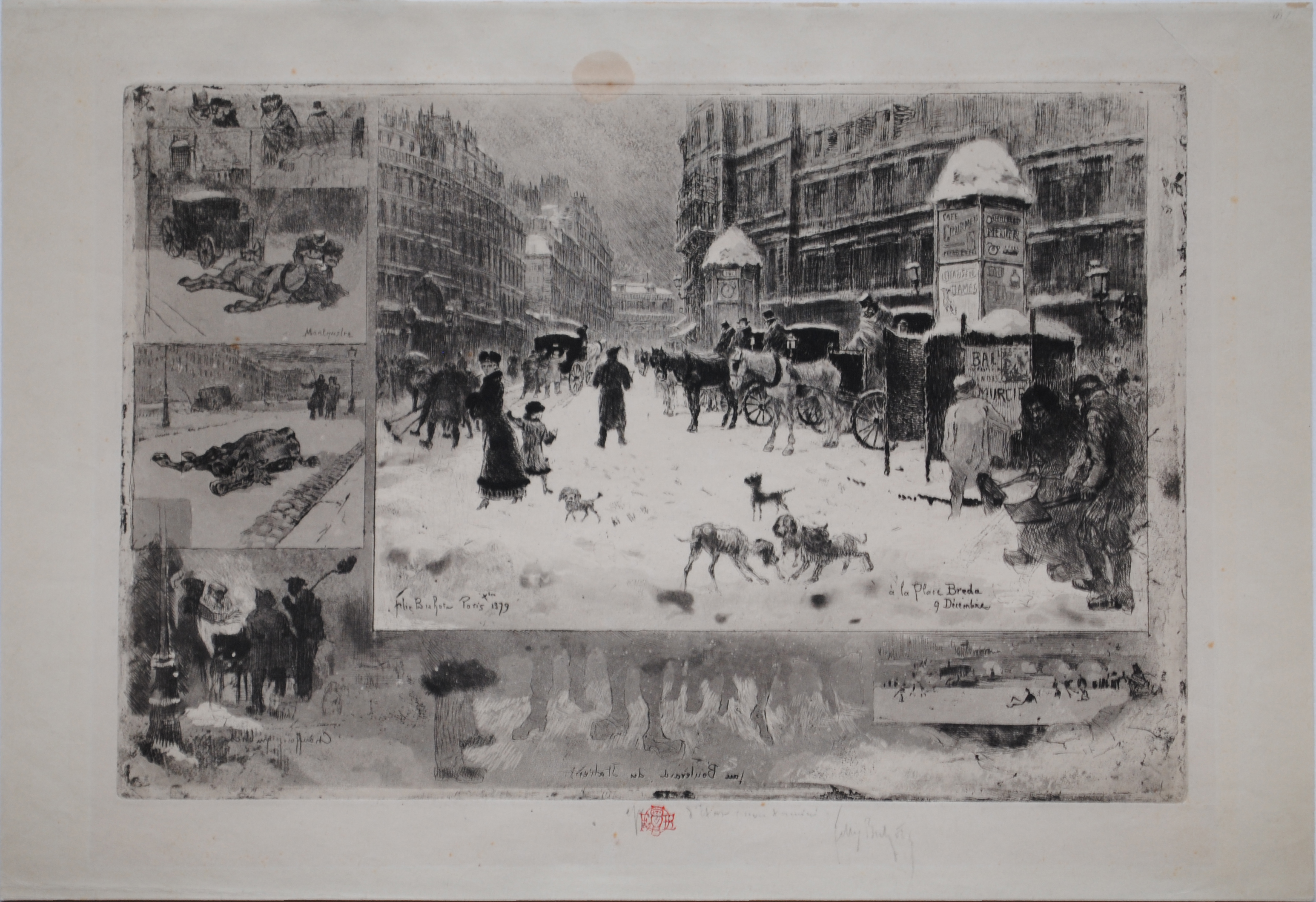 Felix Buhot, L'Hiver  Paris, etching and aquatint, 1879