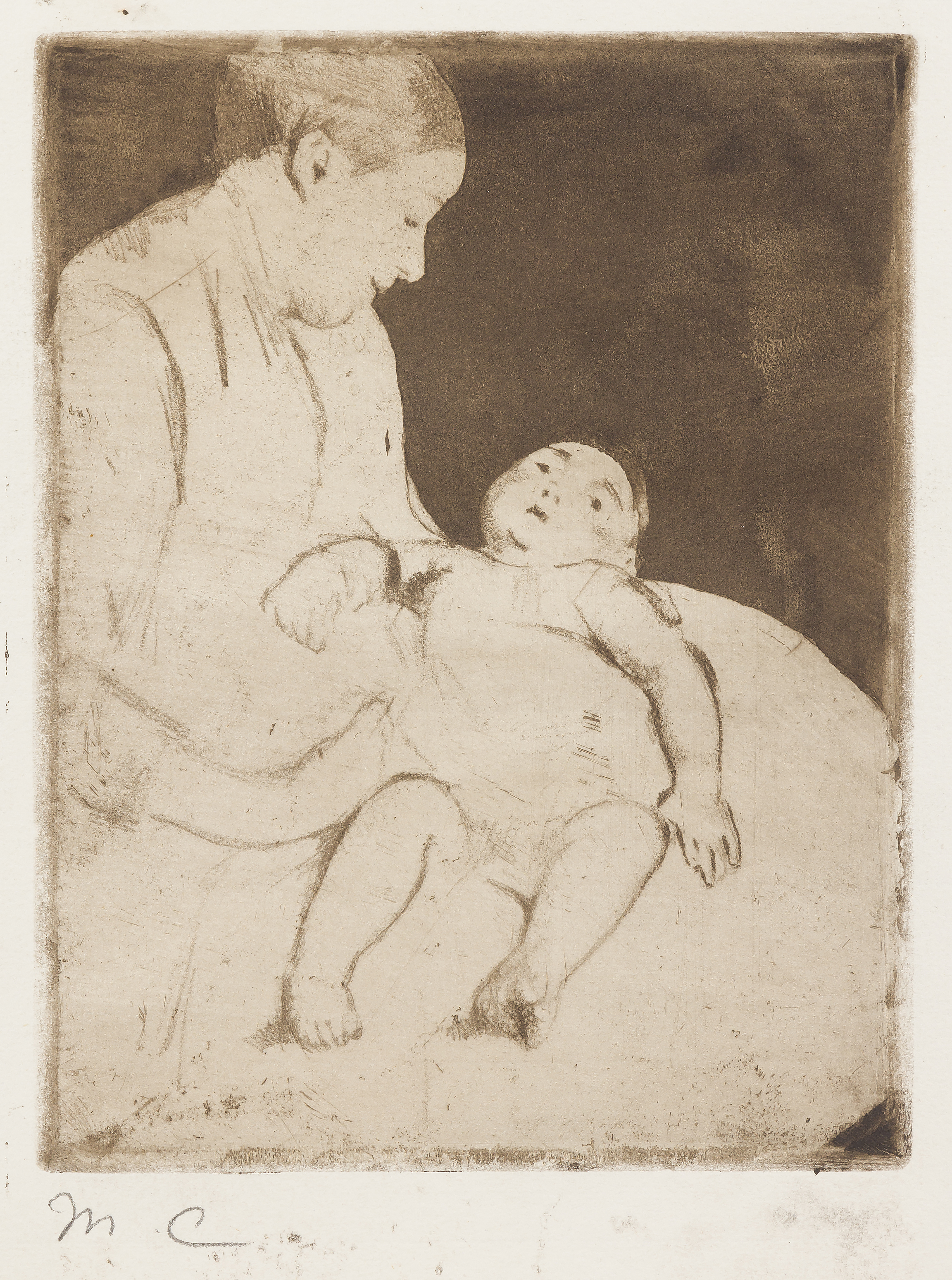 Mary Cassatt, Bill lying in his Mother's Lap, soft-ground etching with aquatint, circa 1889