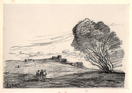 Camille Corot, lithographie, le Fort Dtach