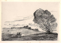 Camille Corot, lithograph, the Outlying Fort