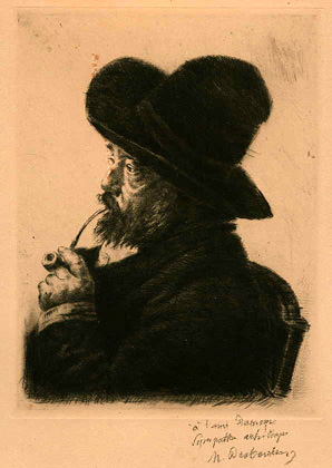 Marcellin Desboutin, Fumeur au Grand Chapeau, pointe s&egrave;che