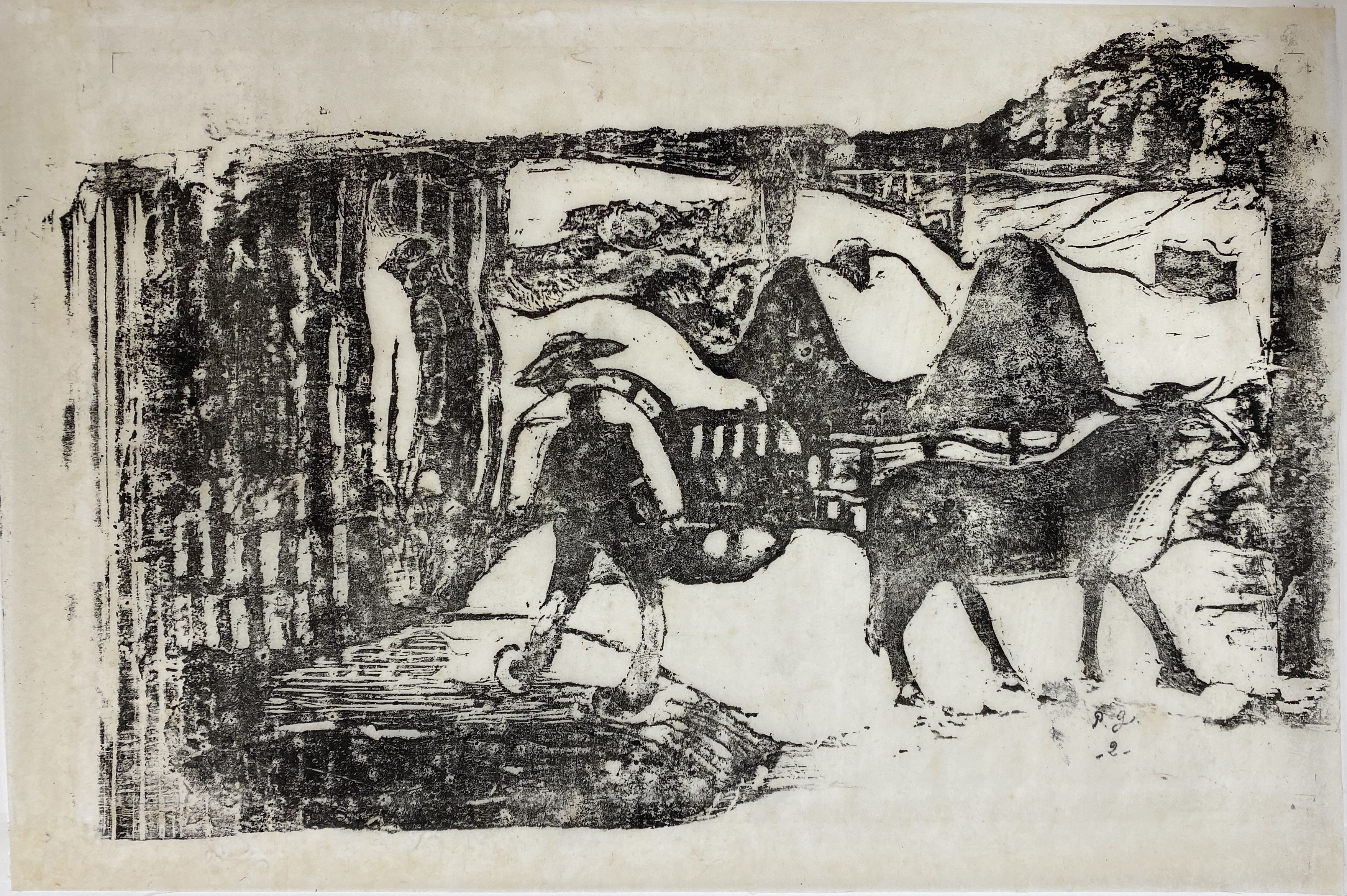 Paul Gauguin, Le Char  Boeufs, 1898-99 woodcut