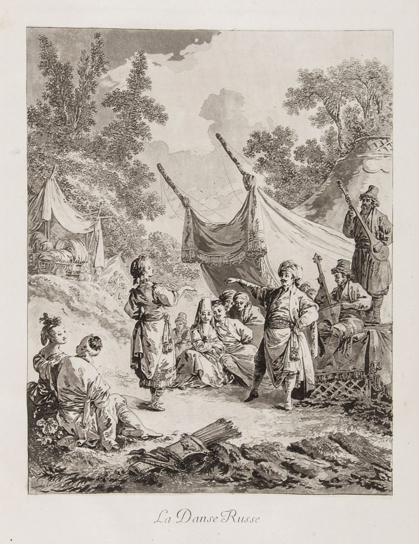 Jean-Baptiste Le Prince, Oeuvres, La Danse Russe, etching and aquatint, circa 1769