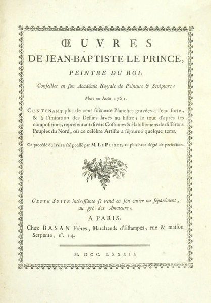 Le Prince, Oeuvres, 1782, album title