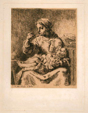 Jean-François Millet, La Bouillie, eau-forte