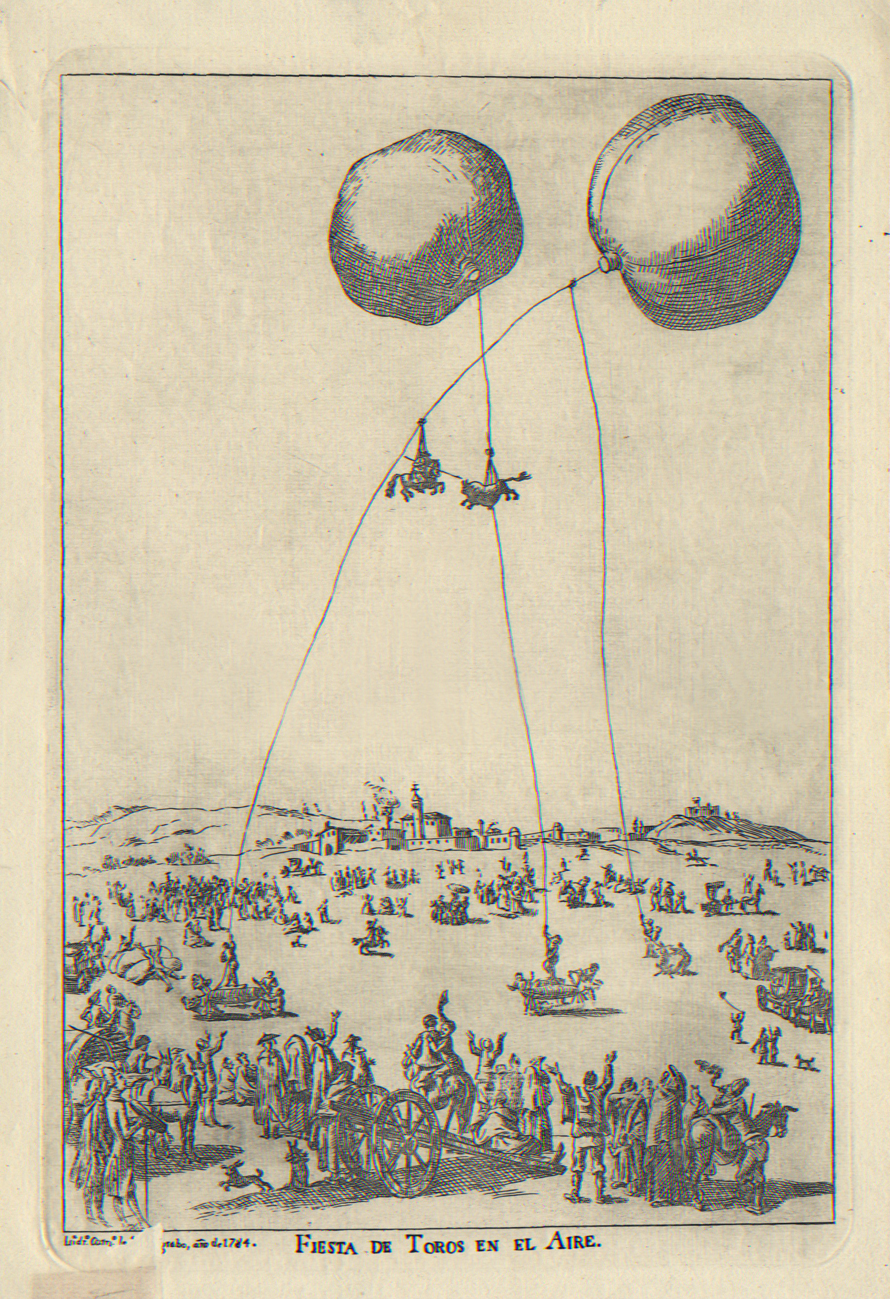 Carnicero, Fiesta de Toros en el Aire, etching