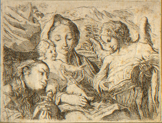 Correggio (after), Madonna with Child and St Catherine, etching