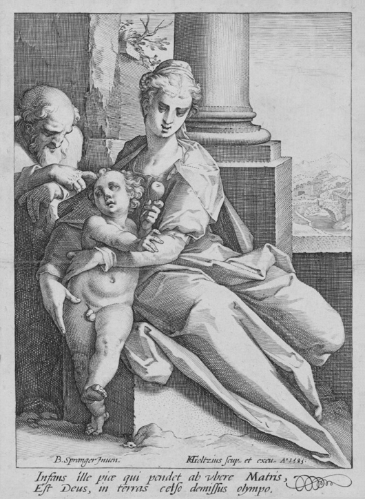Goltzius, 1585, engraving, Holy Family