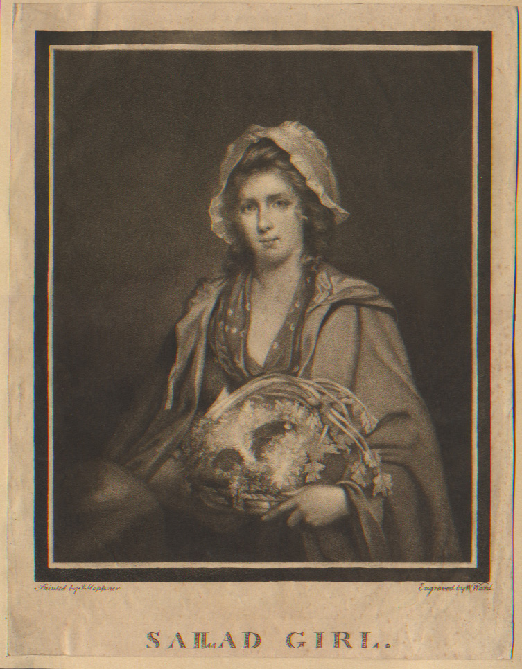 JWm Ward, after J Hoppner, Sallad Girl, mezzotint