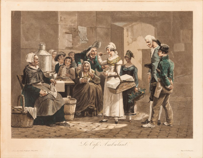 Philibert-Louis Debucourt, Le Caf Ambulant, etching and aquatint, 1821