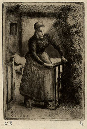 Camille Pissarro, Femme à la Barrière, eau-forte