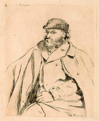 Camille Pissarro, Portrait de Cezanne, eau-forte