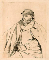 Camille Pissarro, Portrait de Cezanne, etching