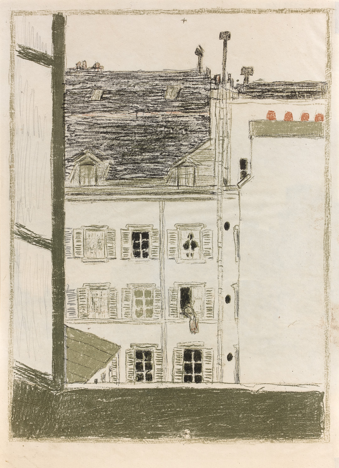 Bonnard, Maison dans la Cour, 1899, color lithograph