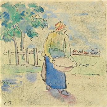 Pissaro, Paysanne portant une Corbeille, rehausse