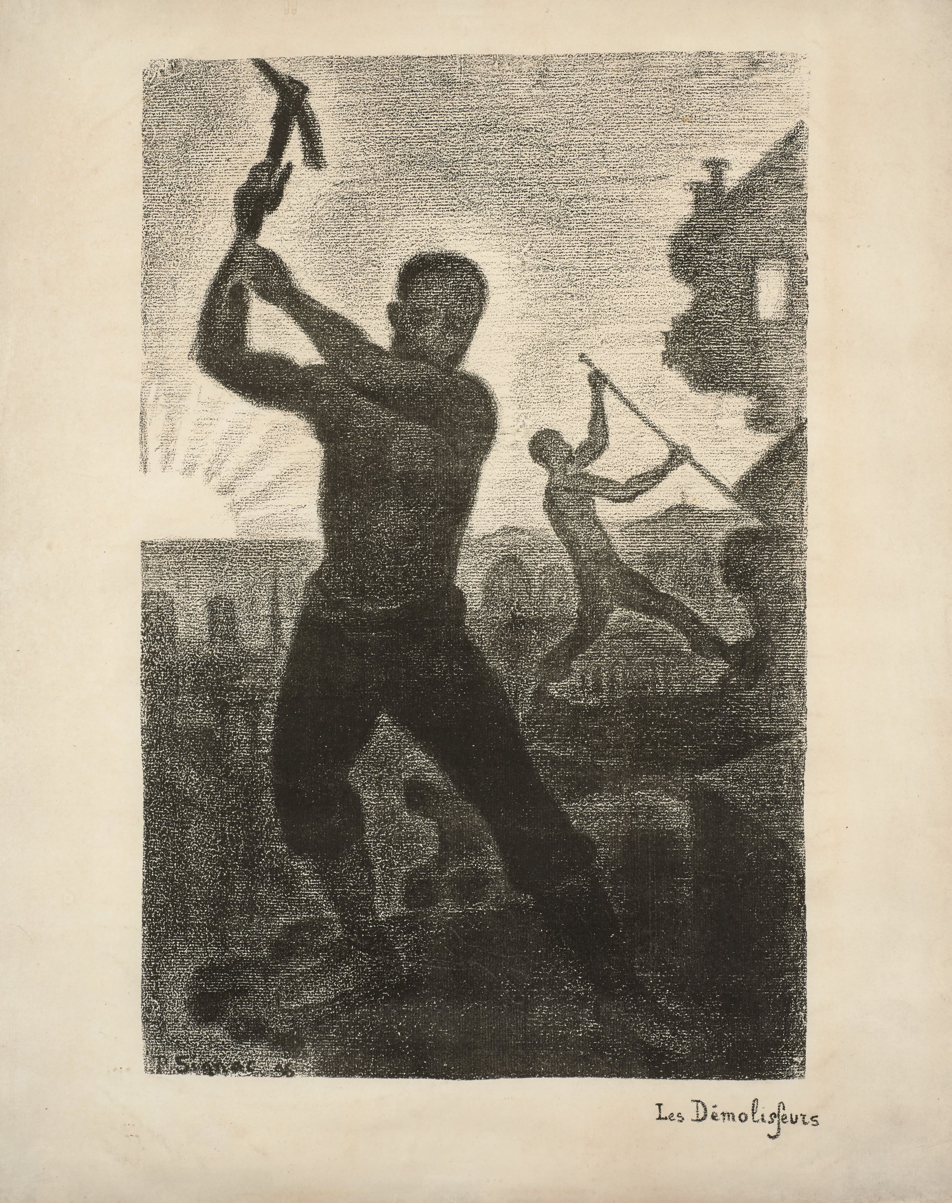 Paul Signac, Les Dmolisseurs, lithograph 1896
