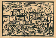 Maurice de Vlaminck, Houses at Bougival, woodcut