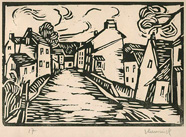 Maurice de Vlaminck, Rue à Louveciennes, bois gravé