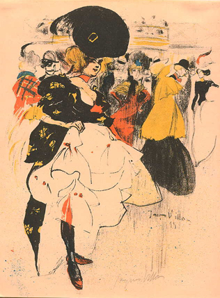 Jacques Villon, Dancing Girl at the Moulin Rouge, colour lithograph